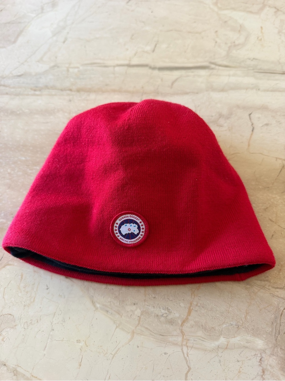 Canada Goose Classic Toque Red Beanie with Logo Patch